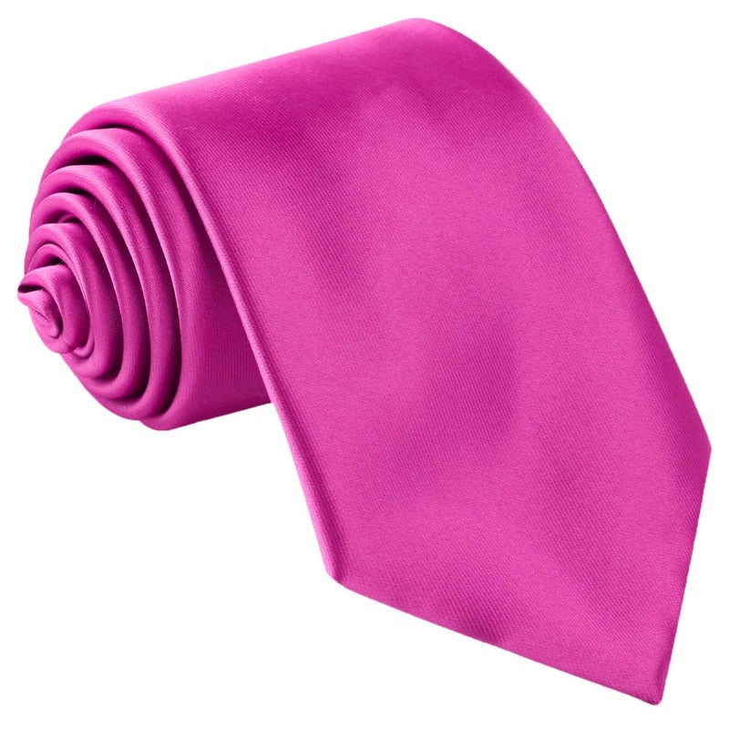 fortunatever Classical Men's Solid Necktie,Magenta Red Ties For Men With Gift Box - Image 1